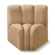 Bowery Hill Contemporary Deep Channel Tufted Soft Camel Velvet Curved Corner