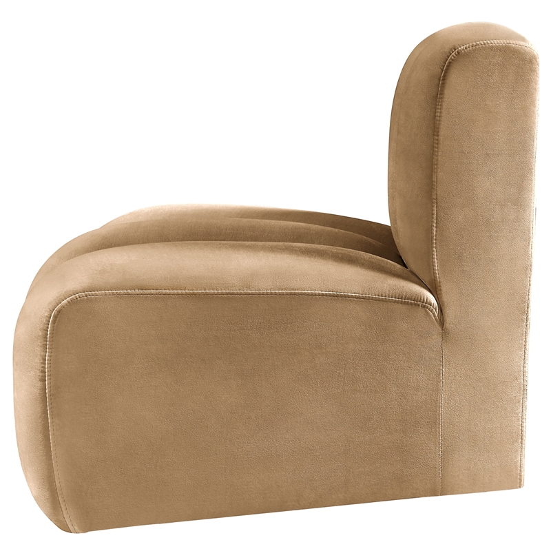 Bowery Hill Contemporary Deep Channel Tufted Soft Camel Velvet Reverse Corner
