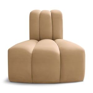 Bowery Hill Contemporary Deep Channel Tufted Soft Camel Velvet Reverse Corner