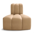 Bowery Hill Contemporary Deep Channel Tufted Soft Camel Velvet Reverse Corner