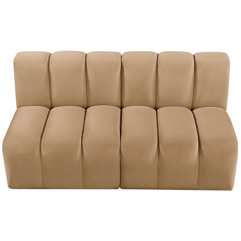 Bowery Hill Contemporary Soft Camel Velvet Modular Sectional
