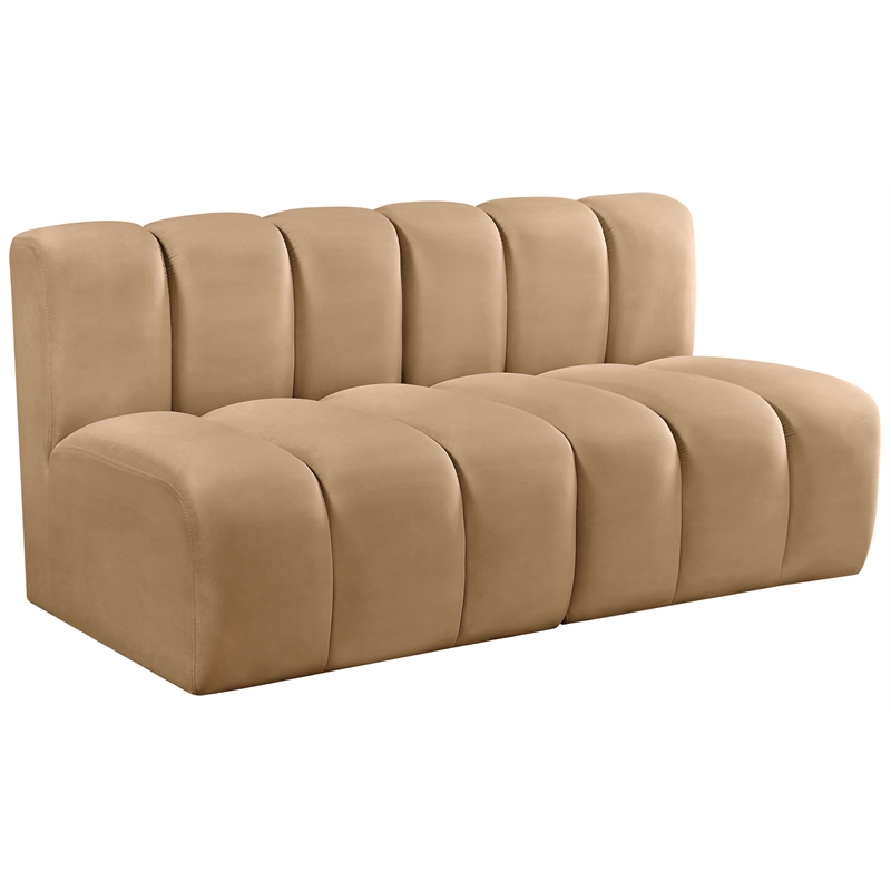 Bowery Hill Contemporary Soft Camel Velvet Modular Sectional