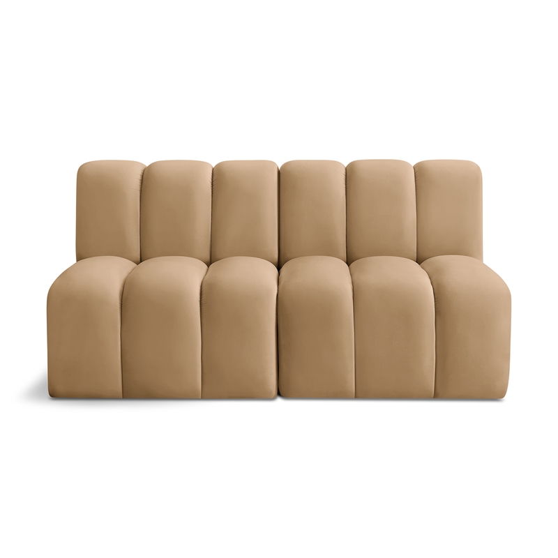 Bowery Hill Contemporary Soft Camel Velvet Modular Sectional