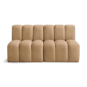 Bowery Hill Contemporary Soft Camel Velvet Modular Sectional