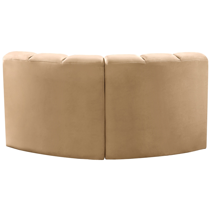 Bowery Hill Contemporary Soft Camel Velvet Modular Sectional