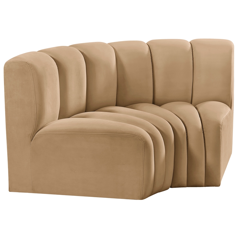 Bowery Hill Contemporary Soft Camel Velvet Modular Sectional