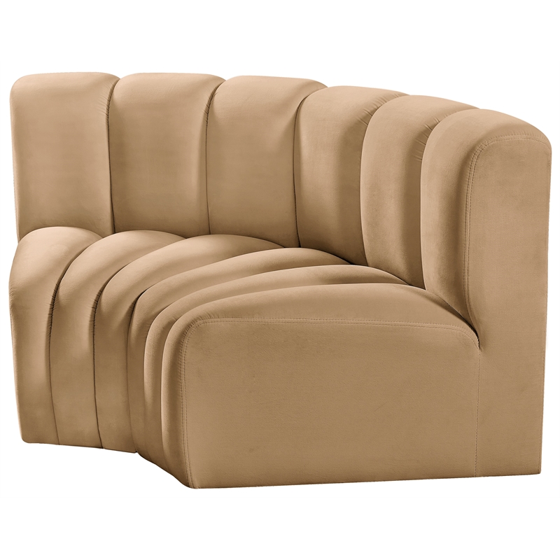 Bowery Hill Contemporary Soft Camel Velvet Modular Sectional