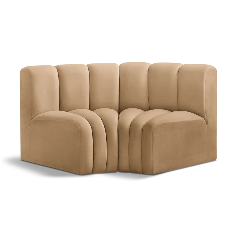 Bowery Hill Contemporary Soft Camel Velvet Modular Sectional