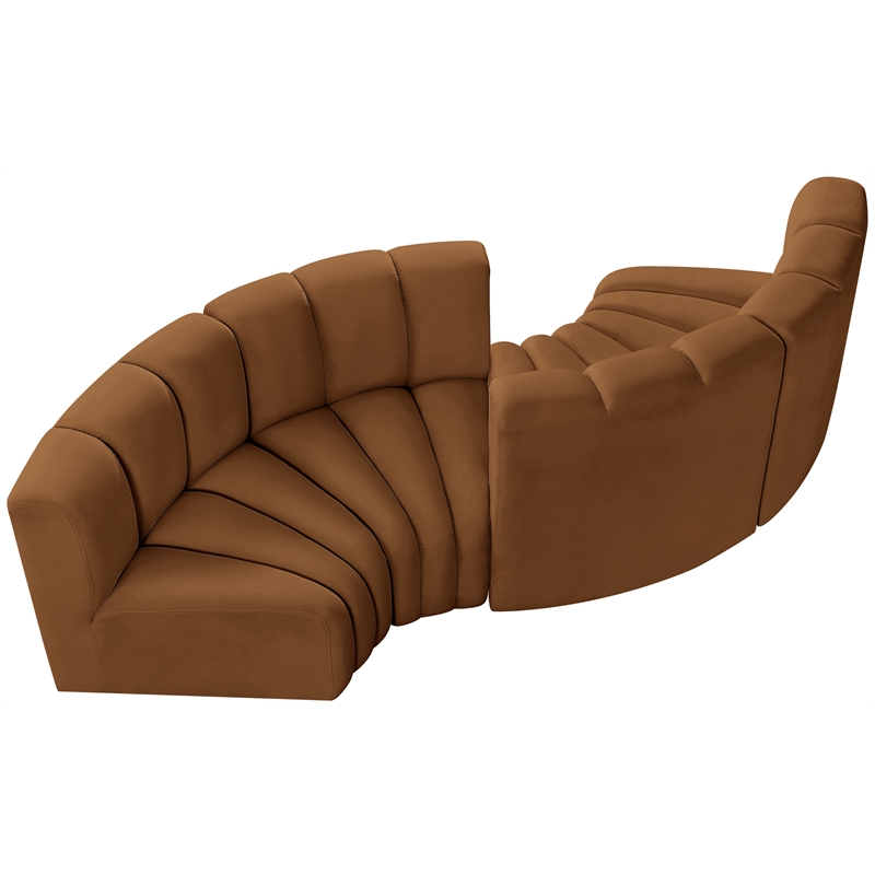 Bowery Hill Contemporary Soft Saddle Velvet Modular Sectional