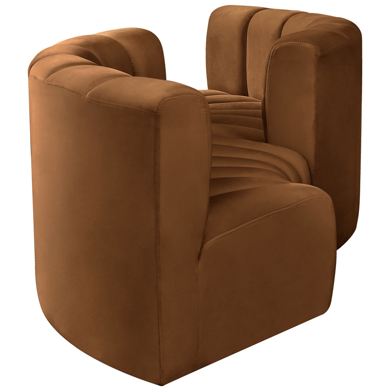 Bowery Hill Contemporary Soft Saddle Velvet Modular Sectional