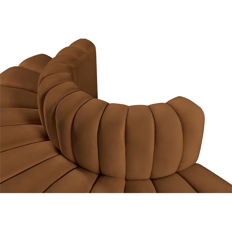 Bowery Hill Contemporary Soft Saddle Velvet Modular Sectional