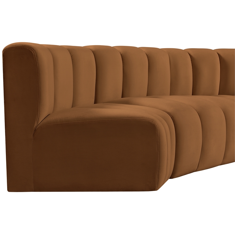 Bowery Hill Contemporary Soft Saddle Velvet Modular Sectional