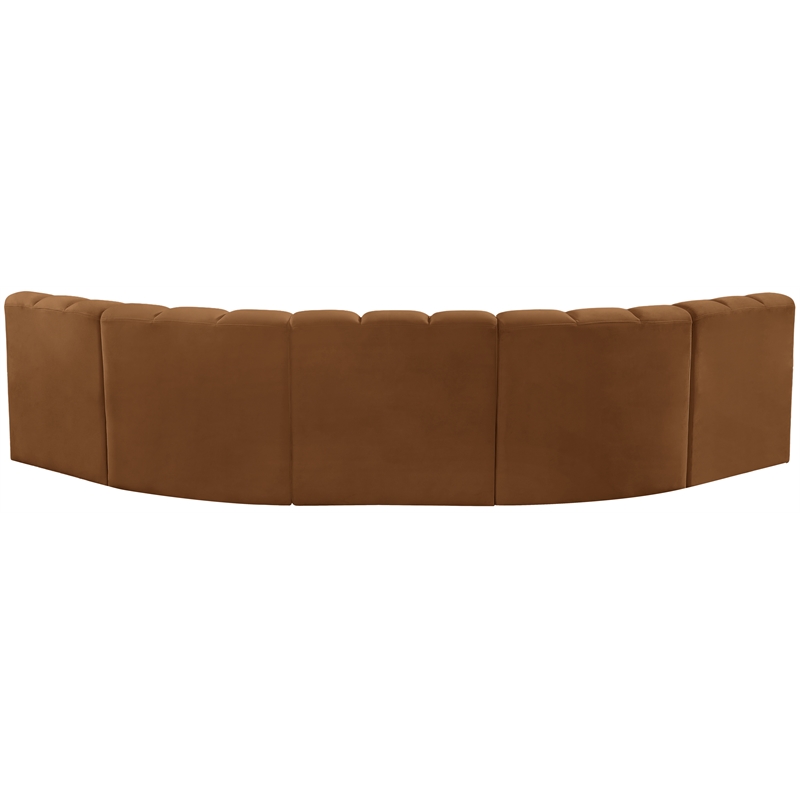 Bowery Hill Contemporary Soft Saddle Velvet Modular Sectional