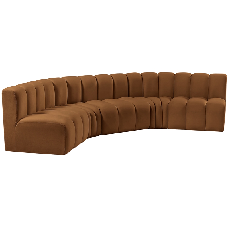 Bowery Hill Contemporary Soft Saddle Velvet Modular Sectional
