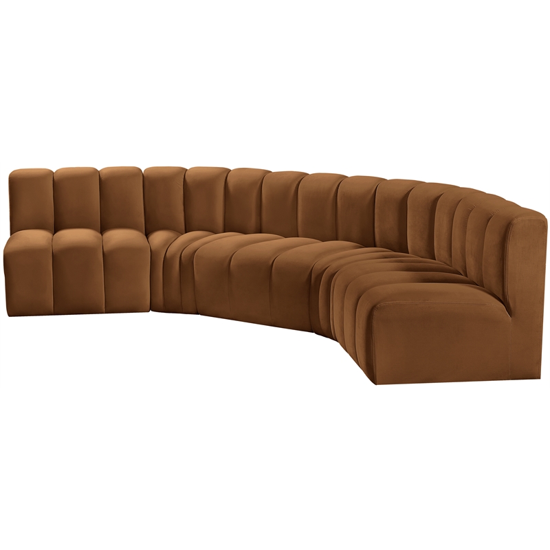 Bowery Hill Contemporary Soft Saddle Velvet Modular Sectional