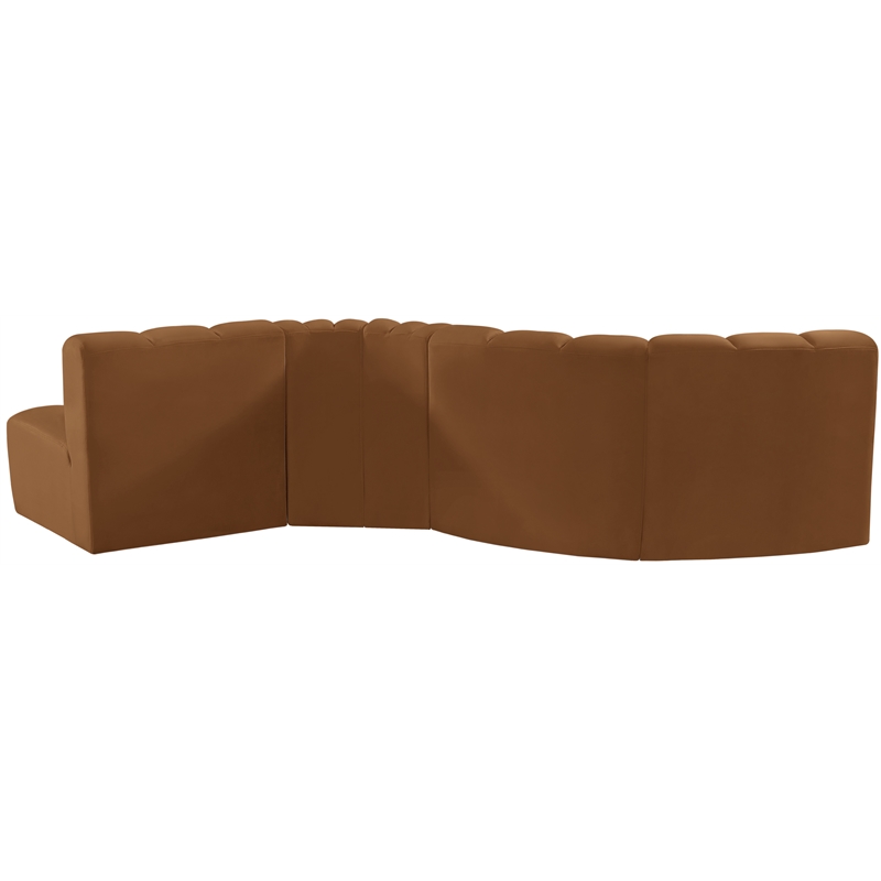 Bowery Hill Contemporary Soft Saddle Velvet Modular Sectional
