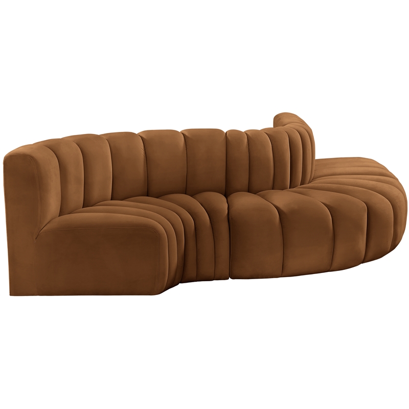Bowery Hill Contemporary Soft Saddle Velvet Modular Sectional