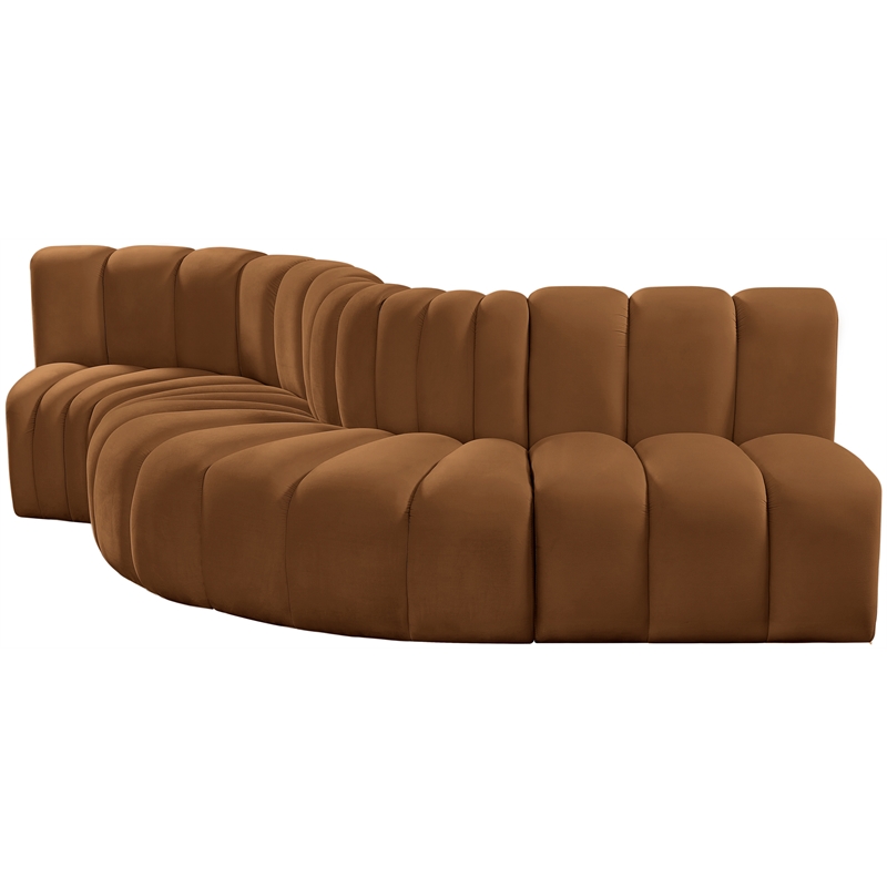Bowery Hill Contemporary Soft Saddle Velvet Modular Sectional