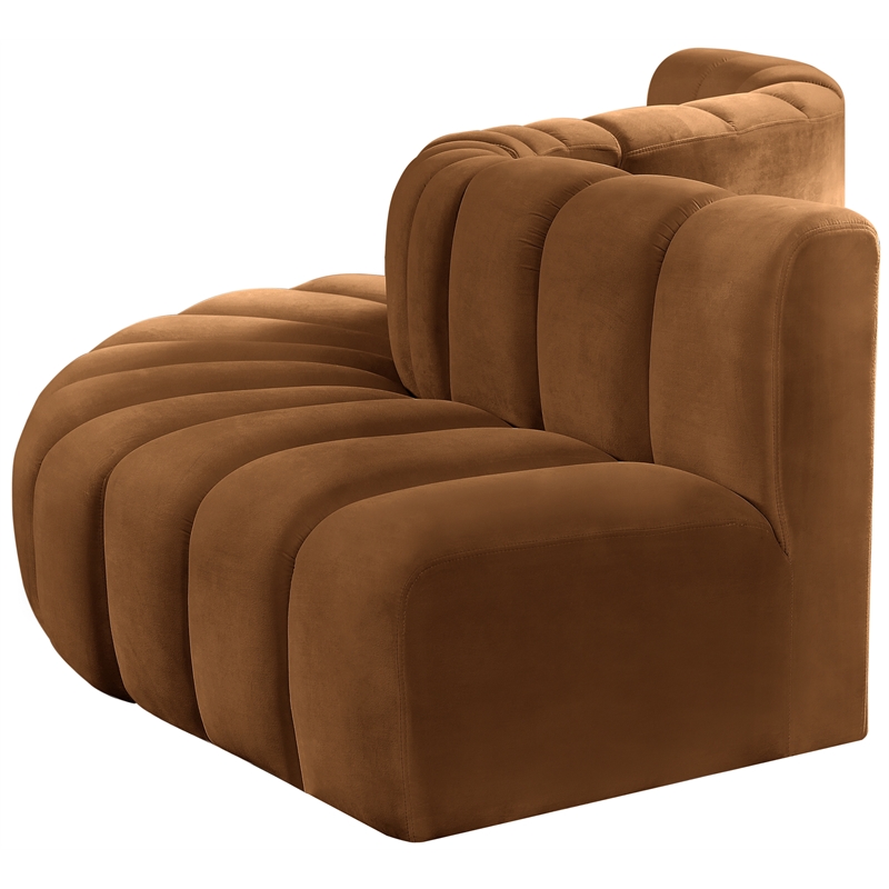 Bowery Hill Contemporary Soft Saddle Velvet Modular Sectional