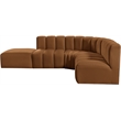 Bowery Hill Contemporary Soft Saddle Velvet Modular Sectional