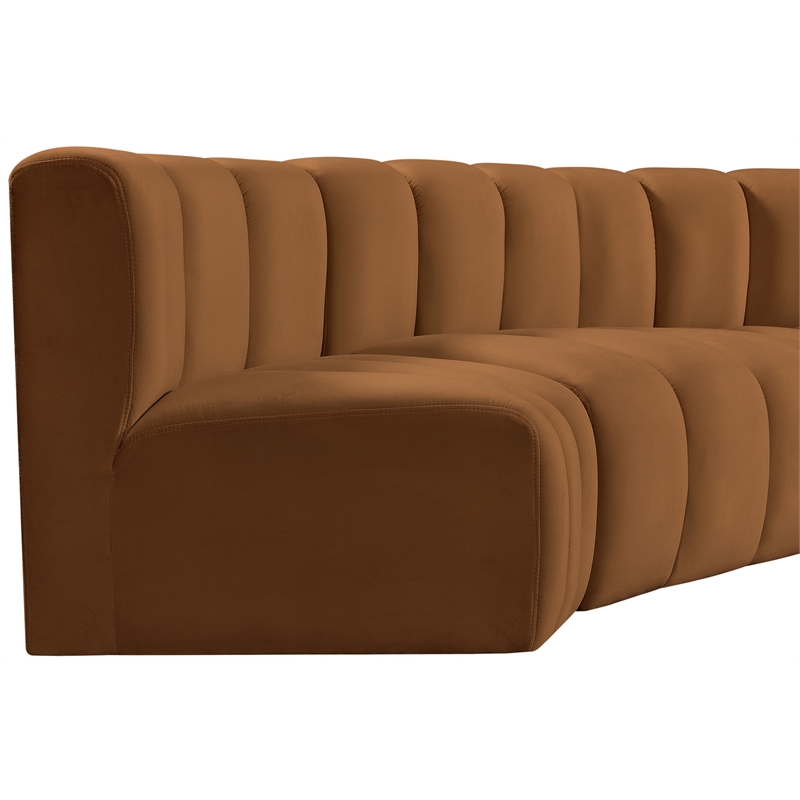 Bowery Hill Contemporary Soft Saddle Velvet Modular Sectional