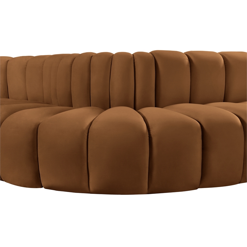 Bowery Hill Contemporary Soft Saddle Velvet Modular Sectional