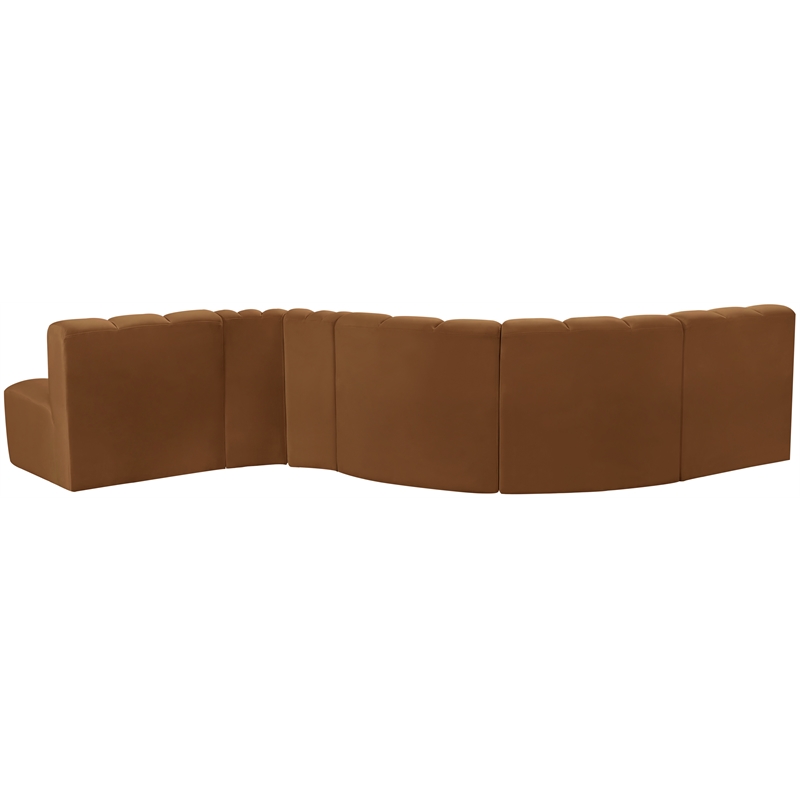 Bowery Hill Contemporary Soft Saddle Velvet Modular Sectional