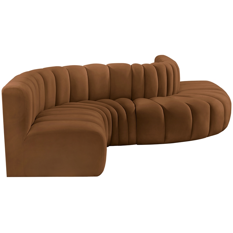Bowery Hill Contemporary Soft Saddle Velvet Modular Sectional