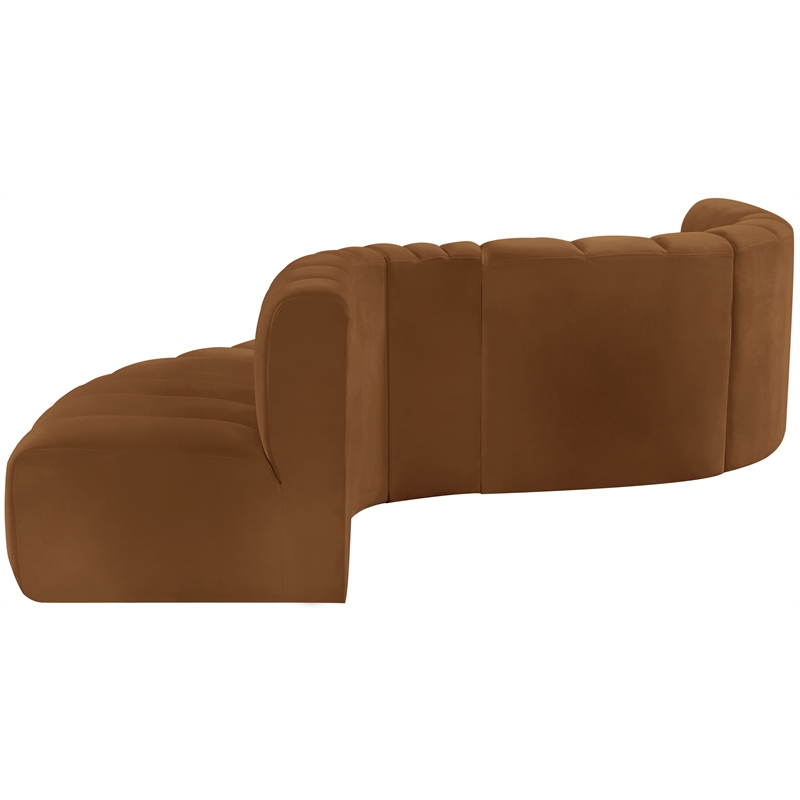 Bowery Hill Contemporary Soft Saddle Velvet Modular Sectional