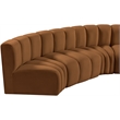 Bowery Hill Contemporary Soft Saddle Velvet Modular Sectional