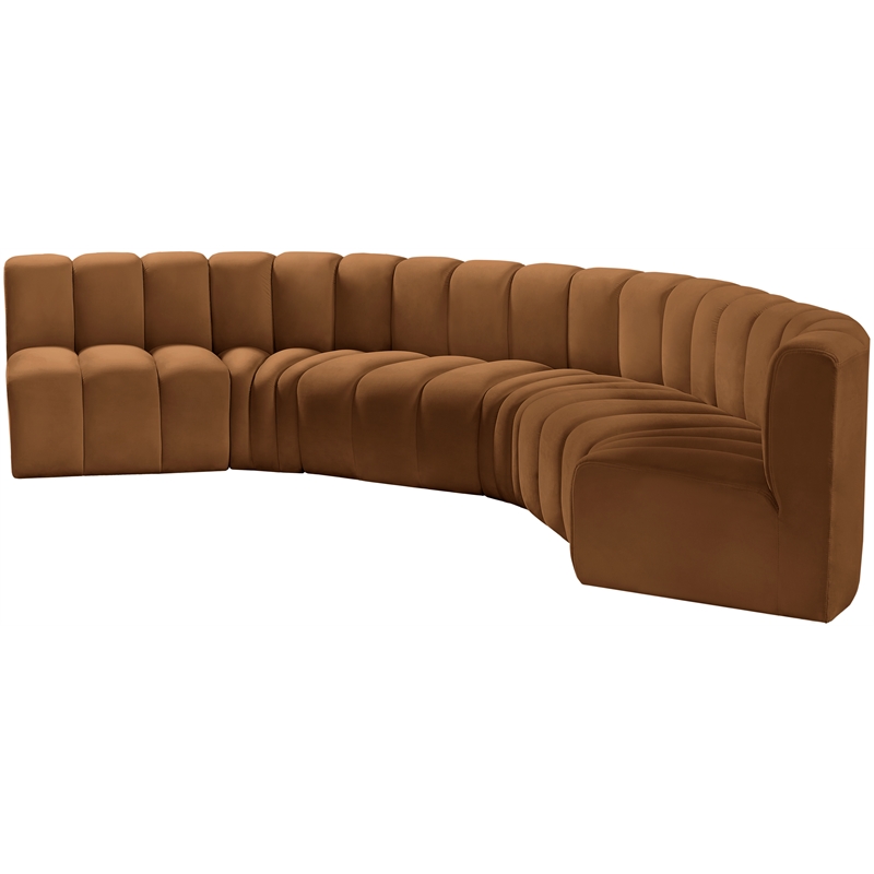 Bowery Hill Contemporary Soft Saddle Velvet Modular Sectional