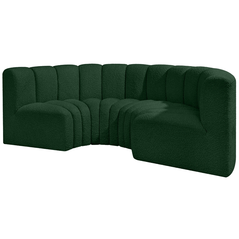 Bowery Hill Contemporary Green Boucle Fabric Modular Sectional