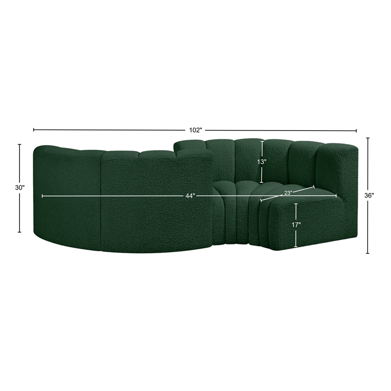 Bowery Hill Contemporary Green Boucle Fabric Modular Sectional