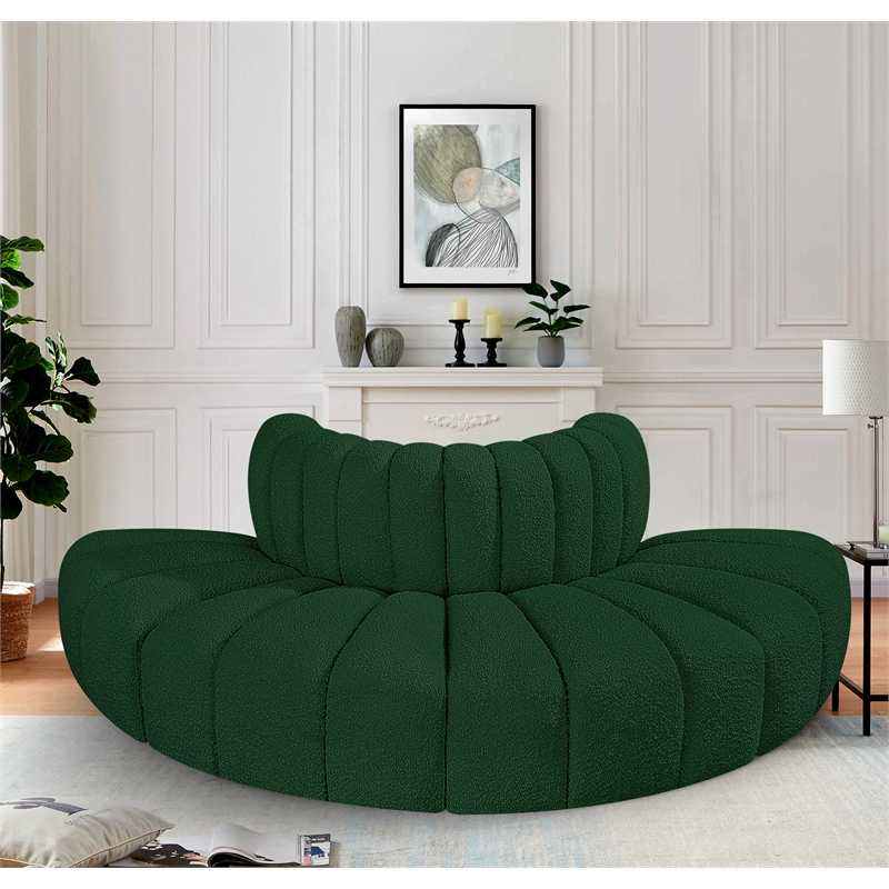 Bowery Hill Contemporary Green Boucle Fabric Modular Sectional