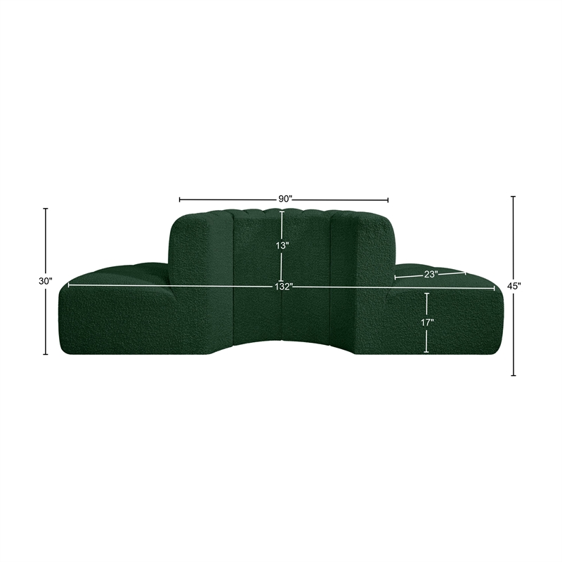 Bowery Hill Contemporary Green Boucle Fabric Modular Sectional