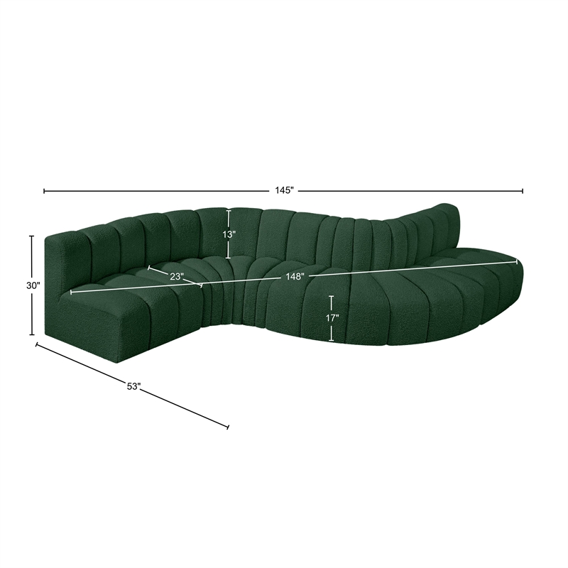 Bowery Hill Contemporary Green Boucle Fabric Modular Sectional
