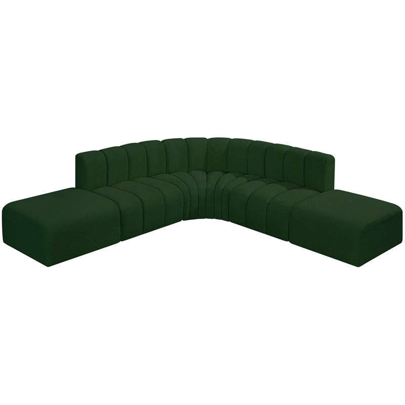Bowery Hill Contemporary Green Boucle Fabric Modular Sectional