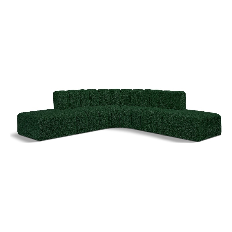 Bowery Hill Contemporary Green Boucle Fabric Modular Sectional