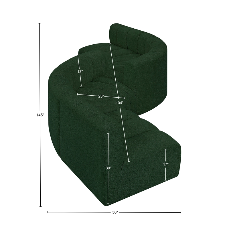 Bowery Hill Contemporary Green Boucle Fabric Modular Sectional