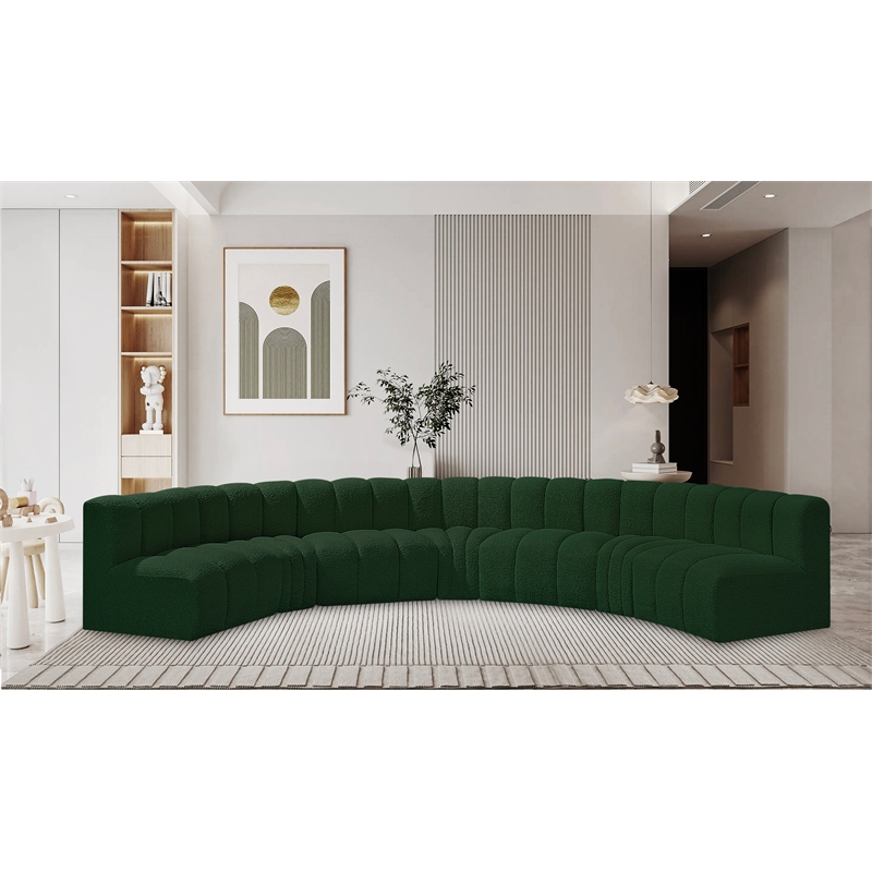 Bowery Hill Contemporary Green Boucle Fabric Modular Sectional