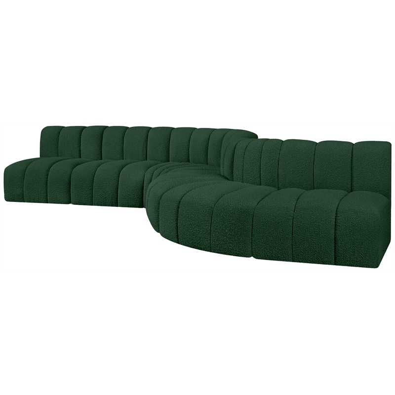 Bowery Hill Contemporary Green Boucle Fabric Modular Sectional