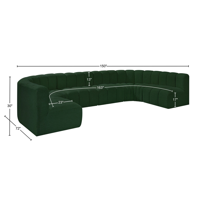Bowery Hill Contemporary Green Boucle Fabric Modular Sectional