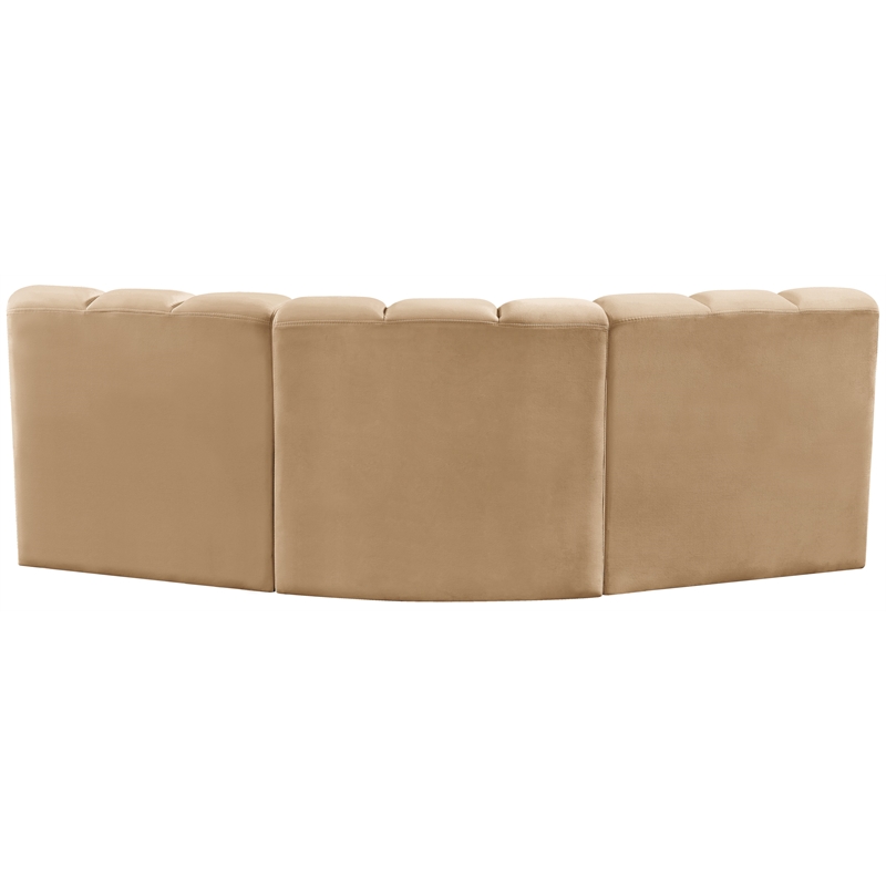 Bowery Hill Contemporary Soft Camel Velvet Modular Sectional