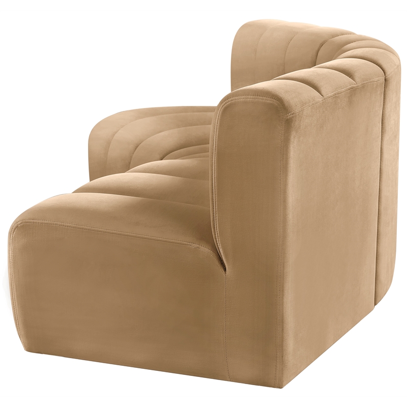 Bowery Hill Contemporary Soft Camel Velvet Modular Sectional