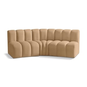 Bowery Hill Contemporary Soft Camel Velvet Modular Sectional