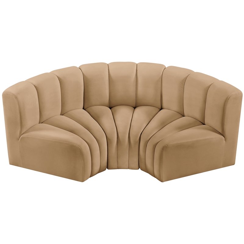 Bowery Hill Contemporary Soft Camel Velvet Modular Sectional