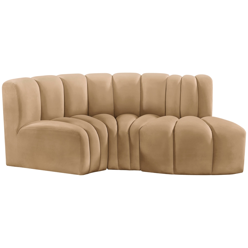 Bowery Hill Contemporary Soft Camel Velvet Modular Sectional