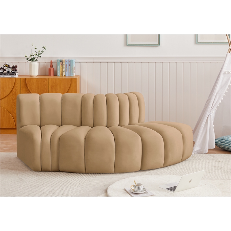 Bowery Hill Contemporary Soft Camel Velvet Modular Sectional