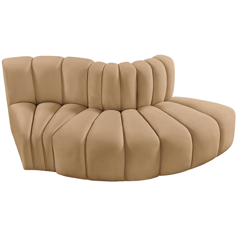 Bowery Hill Contemporary Soft Camel Velvet Modular Sectional