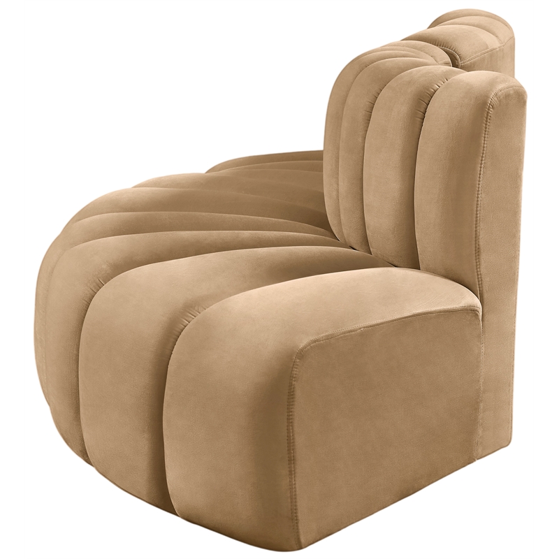 Bowery Hill Contemporary Soft Camel Velvet Modular Sectional